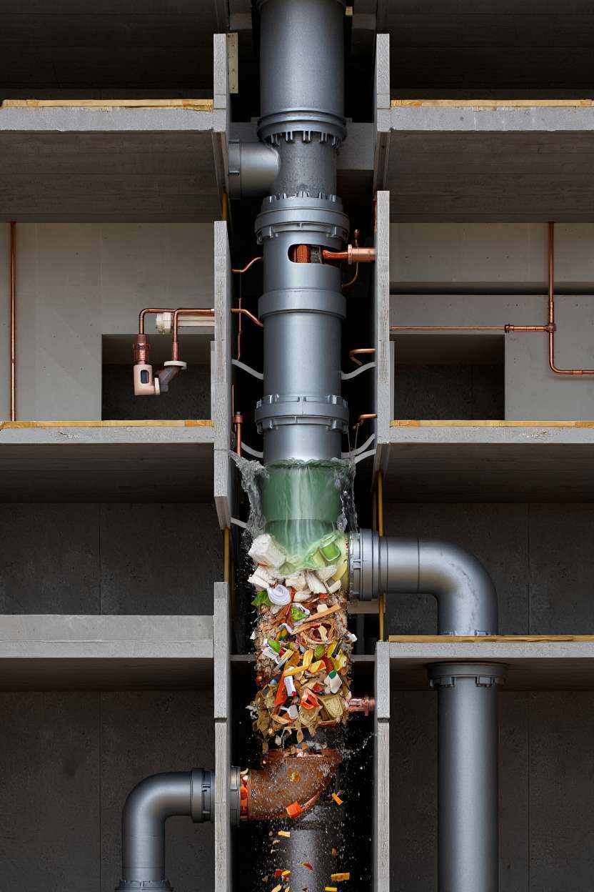 Colonne de canalisation bouchée 